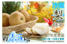 7-J28　冷蔵　梨（南水）【太鼓判・優糖生】約2.5kg