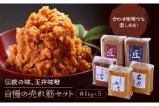 ＜玉井味噌＞筑北伝統みそ造り 味くらべ 味噌 セット 5kg （ 1kg × 5種 ）｜ 調味料 老舗 人気 おすすめ 無添加 発酵食品 国産大豆  2種セット  送料無料 長野県 筑北村 信州 ふるさと納税