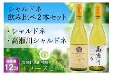 【12回定期便】シャルドネ飲み比べセット 750ml×2本 白ワイン [ヴィニョブル安曇野（ドメーヌ・ヒロキ） 長野県 池田町 48110190] お酒 酒