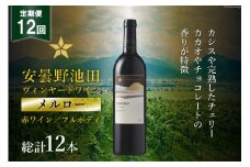 12回 定期便 赤ワイン サッポロ グランポレール 安曇野池田ヴィンヤード「メルロー」750ml 総計12本 [池田町ハーブセンター 長野県 池田町 48110620] 赤 ワイン フルボディ 濃厚 凝縮 お酒 酒