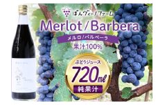 【純果汁】 ワイン用 ぶどうジュース メルロ バルベーラ 720mL 1本 [ぼんヴィーノファーム 長野県 池田町 48110733] 葡萄 ブドウ ストレート ギフト 純果汁 果汁 100