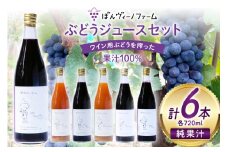 【純果汁】 ワイン用 ぶどうジュース 6本セット [ぼんヴィーノファーム 長野県 池田町 48110735] 葡萄 ブドウ ストレート ギフト 純果汁 果汁 100