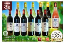 定期便 ワインセット 赤白 ロゼ 12本 セット 750ml 3回 計 36本 [ヴィニョブル安曇野 長野県 池田町 48110763] 赤ワイン 白ワイン 飲み比べ ワイン 赤 白 ロゼ