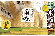 *グルテンフリ—  自然栽培の米粉麺 （ 玄米麺 ）120g× 8食  ｜麺 めん 米粉 米粉麺 米粉めん グルテンフリー お米のめん 半生麺 玄米麺 長野県 松川村 信州