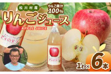 *北條農園の りんごジュース（ ふじ ） 1リットル × 6本 セット｜ リンゴ りんご 林檎 りんごじゅーす リンゴジュース 100％りんごジュース 100％ジュース 果汁 1L セット 飲料 飲み物 ジュース 長野県 松川村 信州