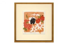 伊藤陽版画 「 風のかえりみち 」 ｜ 版画 アート 雑貨 絵 インテリア 絵画 猫 ネコ ねこ 黒猫 黒ねこ 猫の絵 長野県 松川村