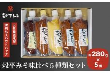 穀平みそ味比べ5種類セット （吟醸みそ、豊醸みそ、吟白みそ、米こうじみそ、特醸みそ 各280g、総合計1.4kg）［穀平味噌醸造場］味噌 みそ 国産 天然醸造味噌 詰め合わせ 詰合せ 信州味噌 信州みそ スパウトパック スパウト袋 長野県［A-512］