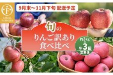 【訳あり】【3回定期便】旬のりんご訳あり約3kg食べ比べ 秋映 シナノスイート シナノホッペ サンふじ ［おぶせファーマーズ］ 不揃い 規格外 家庭用 果物 フルーツ りんご 林檎 リンゴ 長野県産 信州産 令和7年産 【2025年9月末〜11月下旬】 ［F-68］