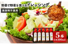 野菜で野菜を食べるドレッシング5本セット【ザガットサーベイ長野版1位受賞 非加熱製法 保存料不使用 ドレッシング 身体に優しい こだわり製法】
