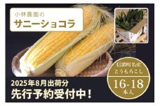  小林農園の信濃町産スイートコーン「サニーショコラ（16～18本セット）」令和7年8月上旬～出荷予定【2025年夏のご予約受付開始！】生産者直送とうもろこし【長野県信濃町ふるさと納税】　