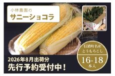  小林農園の信濃町産スイートコーン「サニーショコラ（16～18本セット）」令和8年8月上旬～出荷予定【2026年夏のご予約受付開始！】生産者直送とうもろこし【長野県信濃町ふるさと納税】　