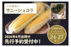  小林農園のスイートコーン「サニーショコラ（24～27本セット）」令和8年8月上旬出荷開始予定【2026年夏のご予約受付開始！】信濃町産生産者直送とうもろこし【長野県信濃町ふるさと納税】