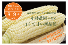 2026年夏の予約受付開始！小林農園の白くて甘いとうもろこし『味甘ちゃんホワイト（みかんちゃんほわいと）』4kg入り（8～9本セット）令和8年9月～出荷予定【長野県信濃町ふるさと納税】