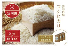 【定期便】令和6年産新米「信濃町産コシヒカリ５キロ×３ヶ月」11月半ば以降出荷｜落影農場のコンクール金賞受賞米【長野県信濃町ふるさと納税】
