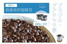 「水穂珈琲店」の自家焙煎コーヒー豆「深煎りブレンド」150g×2袋／カカオのようなビターなフレーバーが特徴のオリジナルブレンド　ブラジル産とグアテマラ産を配合【長野県信濃町ふるさと納税】