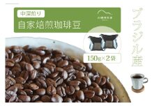 「水穂珈琲店」の自家焙煎コーヒー豆「ブラジル（中深煎り）」150g×2袋／チョコレートのような香りと苦味が特徴のシングルオリジン【長野県信濃町ふるさと納税】