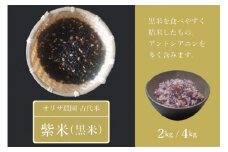 【ふるさと納税】オリザ農園 自然栽培の古代米「紫米(黒米)」2kg×2【長野県信濃町】