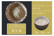 【ふるさと納税】オリザ農園 自然栽培の古代米「香り米」2kg×2【長野県信濃町】