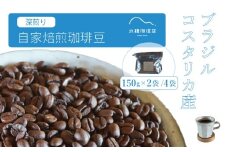 「水穂珈琲店」の自家焙煎コーヒー豆「深煎りブレンド」150g×4袋／カカオのようなビターなフレーバーが特徴のオリジナルブレンド　ブラジル産とコスタリカ産を配合【長野県信濃町ふるさと納税】