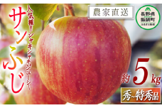 りんご サンふじ 秀 ～ 特秀 5kg 松橋りんご園 沖縄県への配送不可 2025年12月上旬頃から2026年1月下旬頃まで順次発送予定 令和7年度収穫分 フルーツ リンゴ 信州 長野県 飯綱町 [0130]