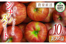 りんご シナノスイート 訳あり 10kg マルヤマフルーツ農園 沖縄県への配送不可 2024年10月中旬頃から2024年10月下旬頃までお申込み順に発送予定 令和6年度収穫分 農産物認証50-30 減農薬栽培 ( 除草剤 化学肥料 不使用 ) 長野県 飯綱町 [0371]