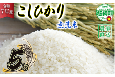 米 こしひかり 無洗米 5kg ( 令和7年産 ) 沖縄県への配送不可 2025年10月上旬頃から順次発送予定 永野農園 コシヒカリ 白米 精米 お米 信州 予約 農家直送 長野県 飯綱町 [0435]
