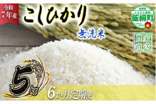 米 こしひかり 無洗米 5kg × 6回 【 6か月 定期便 】( 令和7年産 ) 沖縄県への配送不可 2025年10月上旬頃から順次発送予定 永野農園 コシヒカリ 白米 精米 お米 信州 予約 農家直送 長野県 飯綱町 [0485]