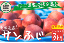 ＼農家応援企画／【令和7年度先行予約返礼品】りんご サンふじ 3kg （約 8 ～ 13玉 ）  訳あり ～ 家庭用 《 ふじ リンゴ 林檎 訳アリ わけあり 不揃い 果物 くだもの フルーツ 長野県産 長野  お試し 9000円 9000 》 令和7年収穫分 2025年11月下旬から2026年2月上旬頃までお申込み順に発送予定 長野県 飯綱町 [0566]