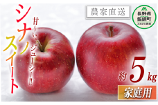 りんご シナノスイート 家庭用 5kg 沖縄県への配送不可 2025年10月下旬から2025年11月上旬まで順次発送予定 令和7年度収穫分 静谷りんご園 減農薬栽培 信州の環境にやさしい農産物認証 長野県 飯綱町 [0875]