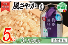 【令和6年度産】長野県飯綱町の黒川米【玄米】風さやか5kg【3カ月定期便】 発送：2024年11月より順次発送予定　なかまた農園 　沖縄県への配送不可　特別栽培米 [0919]