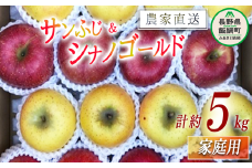 りんご 蜜入り サンふじ ＆ シナノゴールド 味比べ セット 家庭用 合計 5kg サイズおまかせ 詰め合わせ 井澤農園 沖縄県への配送不可 2025年11月中旬頃から2026年1月下旬頃まで順次発送予定 令和7年度収穫分 エコファーマー認定 減農薬栽培 化学肥料不使用 信州 果物 フルーツ リンゴ 林檎 長野 16000円 予約 農家直送 長野県 飯綱町 [0935]