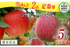 たくさん旬の甘味りんご 【 定期便 】 シナノスイート サンふじ 家庭用 5kg × 2回 大友農場 エコファーマー認定 沖縄県への配送不可 2025年10月中旬頃から2025年12月下旬頃まで順次発送予定 令和7年度収穫分 信州 果物 フルーツ リンゴ 林檎 長野 予約 農家直送 長野県 飯綱町 [0943]