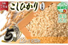 米 こしひかり ( 玄米 ) 5kg × 12回 【 12か月 定期便 】( 令和7年産 ) 沖縄県への配送不可 2025年10月上旬頃から順次発送予定 米澤商店 コシヒカリ 玄米 長野県 飯綱町 [1355]