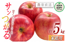 りんご サンつがる 家庭用 5kg 令和7年度収穫分 沖縄県への配送不可 2025年9月上旬頃から2025年9月下旬頃まで順次発送予定 宮本ファーム エコファーマー 減農薬栽培 長野県 飯綱町 [1529]
