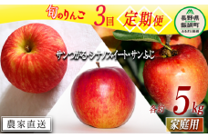 旬のりんご 【 定期便 】 家庭用 5kg × 3回 永野農園 沖縄県への配送不可 2025年9月上旬頃から2025年12月中旬頃まで順次発送予定 令和7年度収穫分 信州 果物 フルーツ リンゴ 林檎 長野 予約 農家直送 長野県 飯綱町 [1558]