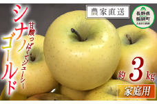 りんご 黄色くシャキシャキりんご シナノゴールド 家庭用 3kg 大友農場 エコファーマー認定 沖縄県への配送不可 2025年12月中旬頃から2026年2月初旬頃まで順次発送予定 令和7年度収穫分 信州 果物 フルーツ リンゴ 林檎 長野 予約 農家直送 長野県 飯綱町 [1551]