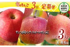 旬のりんご 【 定期便 】 秀 〜 特秀 3kg × 3回 マルハ農園 沖縄県への配送不可 2025年9月上旬頃から2025年12月下旬頃まで順次発送予定 令和7年度収穫分 エコファーマー認定 信州 果物 フルーツ リンゴ 林檎 長野 36000円 予約 農家直送 長野県 飯綱町 [1641]