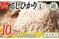 米 こしひかり 玄米 10kg × 6回 【 6か月 定期便 】( 令和5年産 ) かざまファーマー 沖縄県への配送不可 2023年10月上旬頃から順次発送予定 コシヒカリ お米 信州 117000円 予約 農家直送 長野県 飯綱町 [1748]
