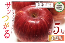 りんご サンつがる 家庭用 5kg 沖縄県への配送不可 2025年9月上旬から2025年9月中旬まで順次発送予定 令和7年度収穫分 静谷りんご園 減農薬栽培 信州の環境にやさしい農産物認証 長野県 飯綱町 [1788]