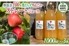 無添加 100％ りんごジュース 葉とらずりんごのストレートジュース 1000ml × 3本 フレッシュフルーツミカズキ 長野県 飯綱町  [1827]