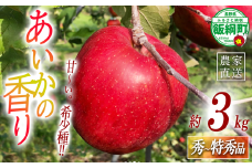 りんご あいかの香り 秀 ～ 特秀 3kg サイズおまかせ 井澤農園 沖縄県への配送不可 2025年10月下旬頃から2025年11月下旬頃まで順次発送予定 令和7年度収穫分 エコファーマー認定 減農薬栽培 化学肥料不使用 信州 果物 フルーツ リンゴ 林檎 長野 14500円 予約 農家直送 長野県 飯綱町 [1831]
