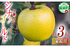りんご シナノゴールド 家庭用 3kg 相澤農園 2025年11月上旬頃から2026年2月上旬頃まで順次発送予定 沖縄県への配送不可 令和7年度収穫分 長野県 飯綱町 [1852]