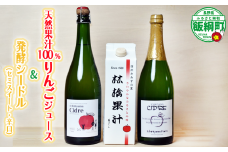 お酒 シードル 辛口 セミスイート 750ml × 2本 林檎果汁 りんごジュース 果汁100％ 1000ml × 1本  詰め合わせ 一里山農園 エコファーマー 減農薬栽培 長野県 飯綱町 [1896]
