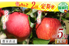 旬のりんご 【 定期便 】 家庭用 5kg × 2回 マルカズりんご農園 沖縄県への配送不可 2025年10月中旬頃から2025年12月上旬頃まで順次発送予定 令和7年度収穫分 減農薬栽培 予約 農家直送 長野県 飯綱町 [1935]