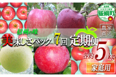 旬のりんご 【 定期便 】 家庭用 5kg × 7回 ヤマウラ農園 沖縄県への配送不可 2025年8月中旬頃から2025年12月中旬頃まで順次発送予定 令和7年度収穫分 信州 果物 フルーツ リンゴ 林檎 長野 103500円 予約 農家直送 長野県 飯綱町 [1937]