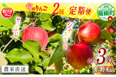 旬のりんご 【 定期便 】 秀 〜 特秀 3kg × 2回 葉とらずりんご フレッシュフルーツミカズキ 沖縄県への配送不可 2025年10月中旬頃から2025年12月中旬頃までお申込み順に発送予定 令和7年度収穫分 リンゴ アップル シナノスイート サンフジ サンふじ 長野県 飯綱町 [2005]