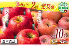 旬のりんご 【 定期便 】 家庭用 〜 訳あり 10kg × 2回 エバラ農園 減農薬栽培 2025年10月中旬頃から2025年11月下旬頃まで順次発送予定 令和7年度収穫分 長野県 飯綱町 [1951]