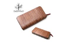 DearwooD 木の財布(チェーン:ゴールド/チャーム:レッド)