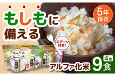 【非常食】もしもに備える アルファ化米4種類 9食セット【防災備蓄】 防災用品 保存食 ご飯 岐阜市/ドゥメンテックス [ANBF002]