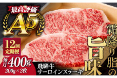 【12回定期便】飛騨牛 サーロイン ステーキ 2枚 200g 5等級 A5 / 飛騨牛 ひだぎゅう サーロイン ステーキ さーろいん すてーき 贅沢三昧定期便 焼肉 飛騨牛 牛肉 国産 和牛 岐阜市 / だるまミート [ANBE012]